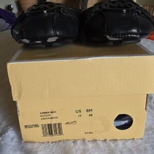 Michael Kors Black Patent Moccasins, Size 8